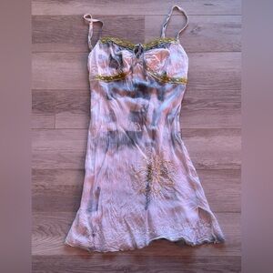 Tie Dye Lace and Beaded Slip on Dress